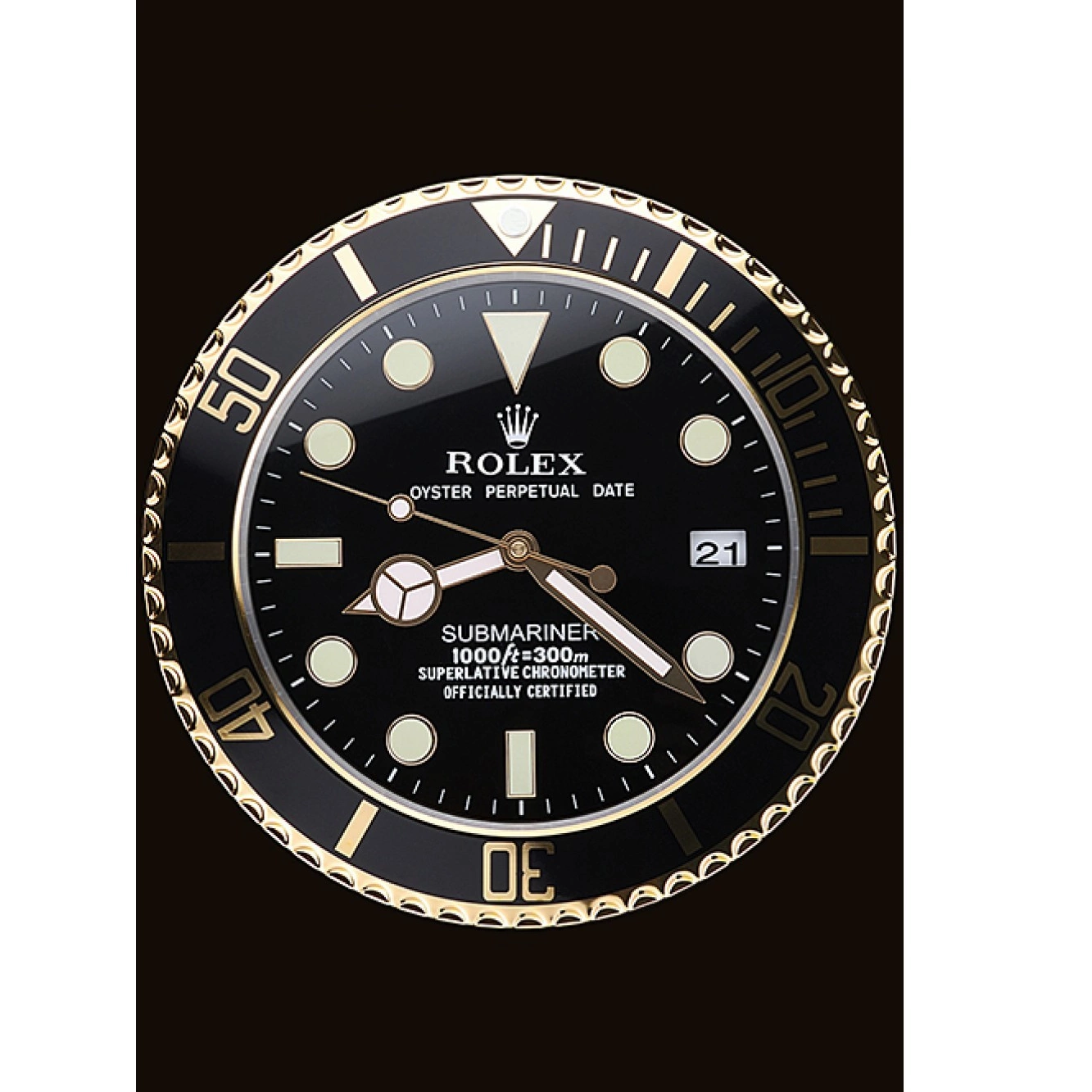 Aaa replica watch 622476 Wall Clock Submariner Rolex Black-Gold 0717